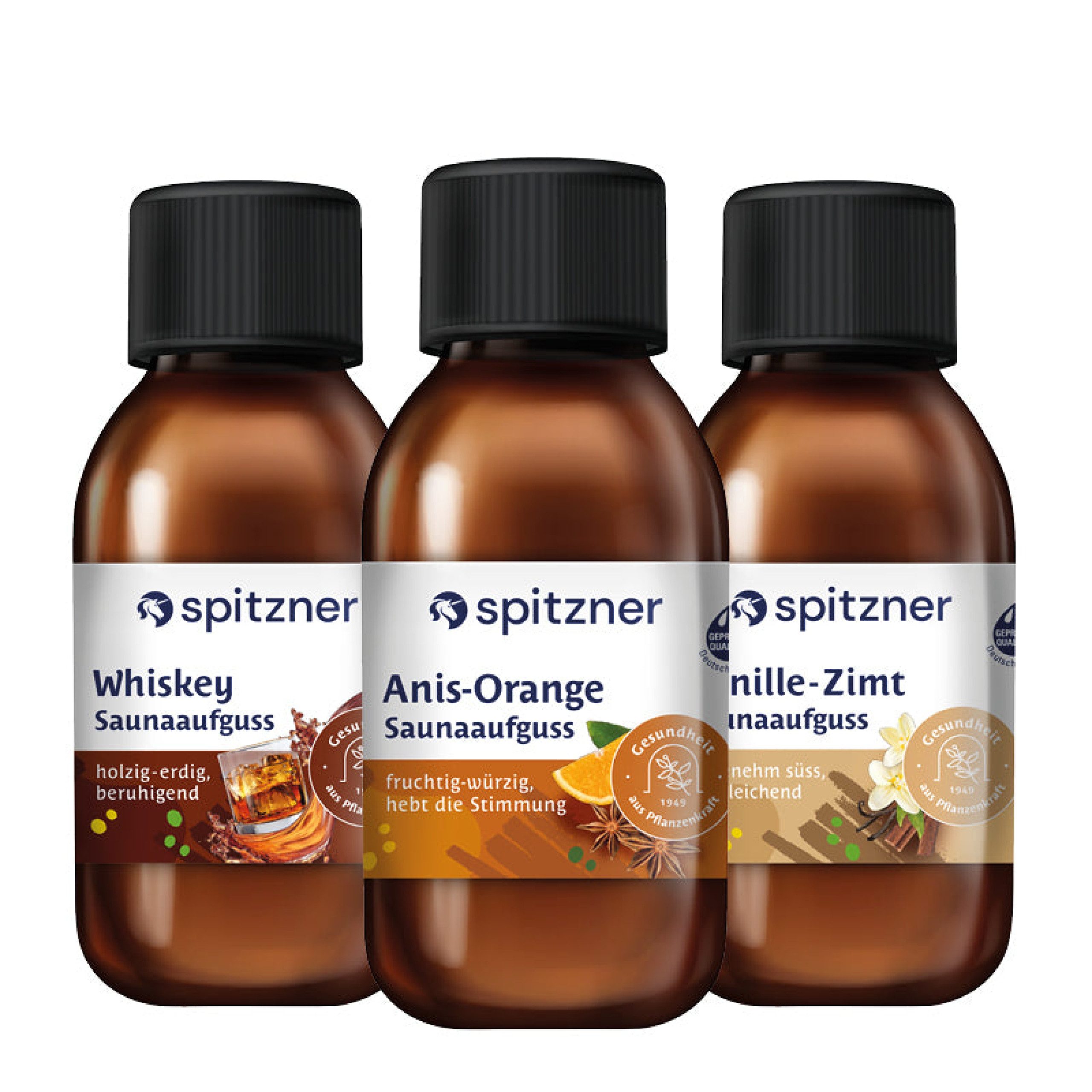 Spitzner Aufgusskonzentrat Spitzner Saunaaufguss Set Wohlig & Gemütlich 3x125 ml Wellness Sauna