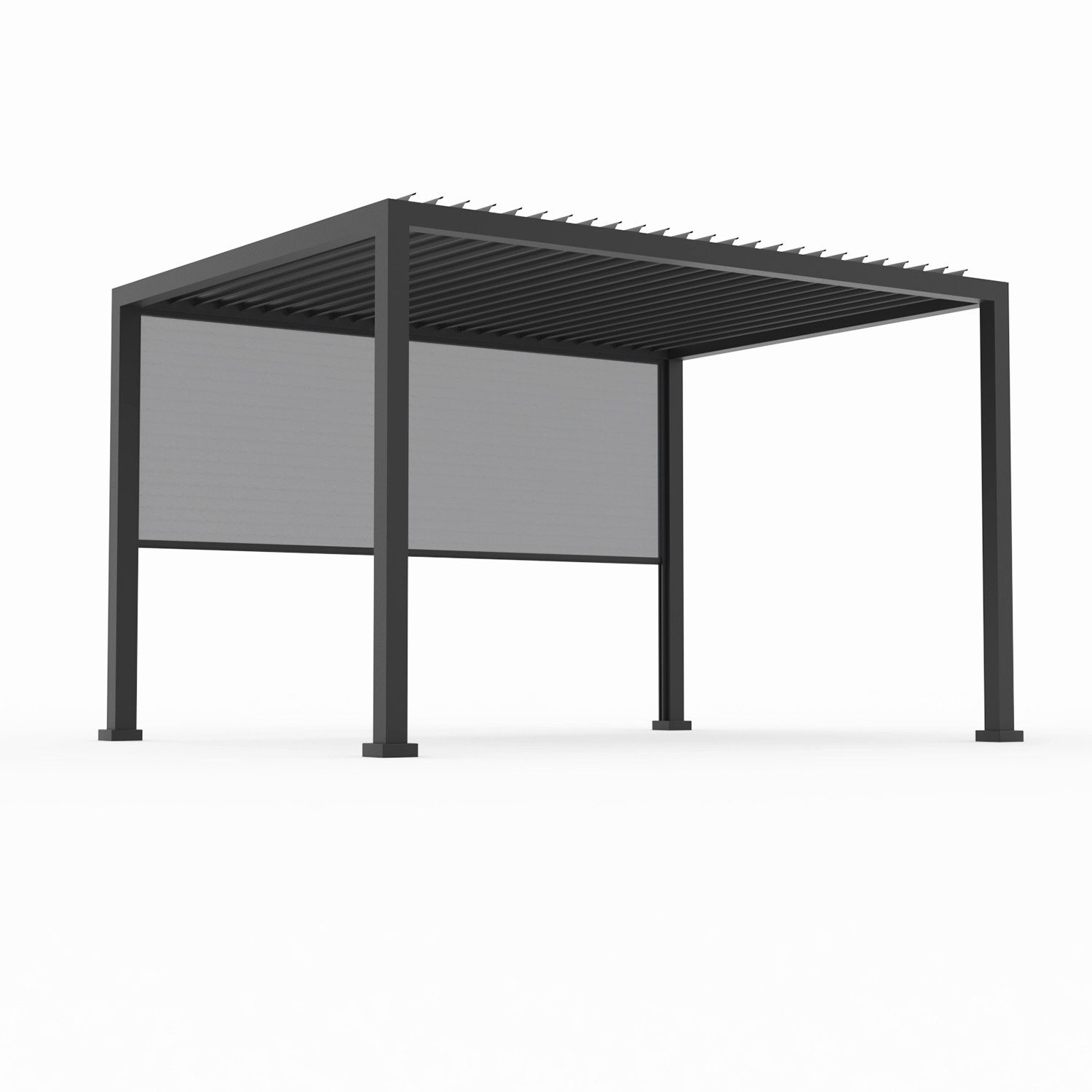 anndora Pergola 3 x 4 Meter Aluminium Pavilion + 1 Stück Seitenwand, BxTxH: 293x293x245 cm, (5-tlg), pulverbeschichtetes wetterfestes Dach - Kurbelmechanik zum Öffnen