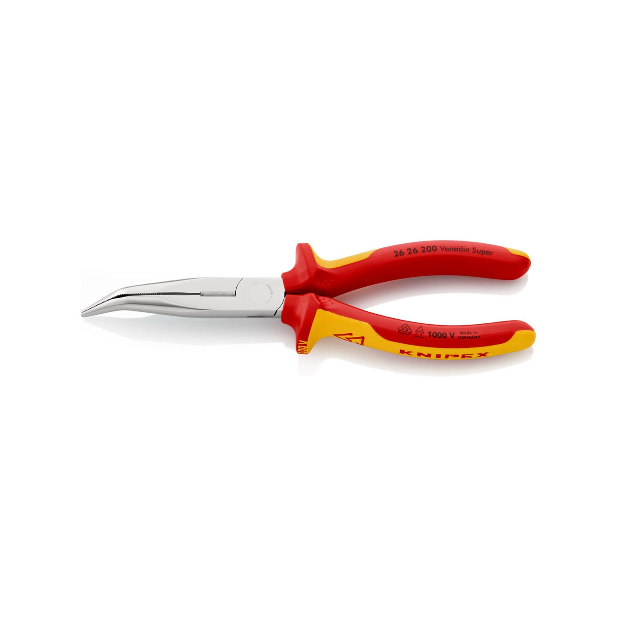 Knipex Flachzange KNIPEX 26 26 200 Flachrundzange mit Schneide (Storchschnabelzange) iso