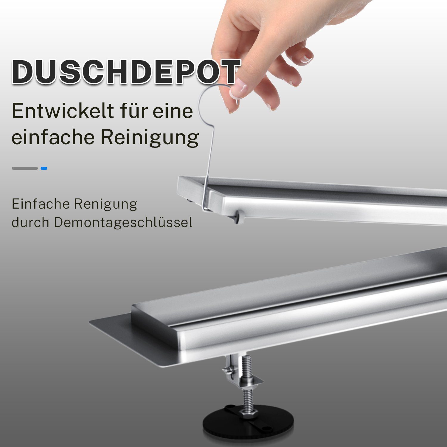 SONNI Duschrinne Edelstahl Duschrinne 100 cm komplettset befliesbar Bodenablauf Flach, Abflussrinne Siphon Ablaufrinne Bad