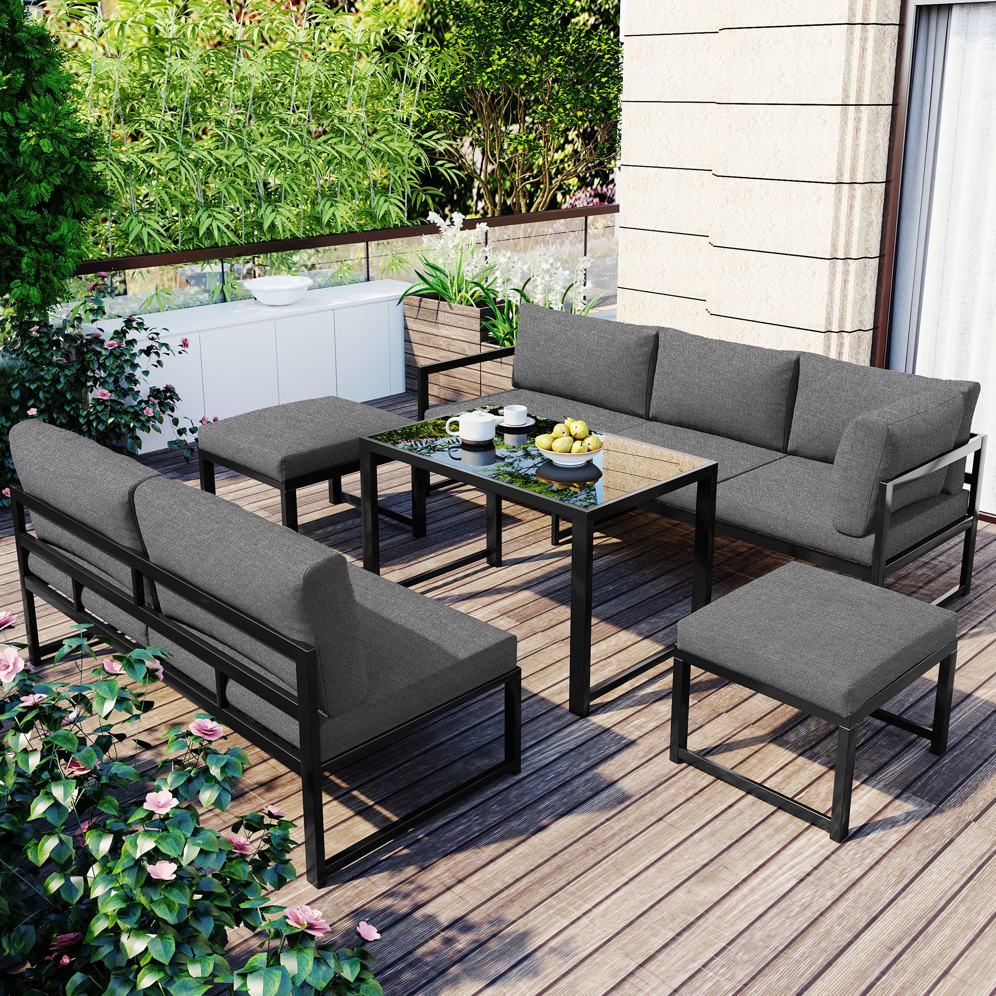 Celya Gartenlounge-Set Gartenlounges, Gartenmöbel Set 7 günstig online kaufen