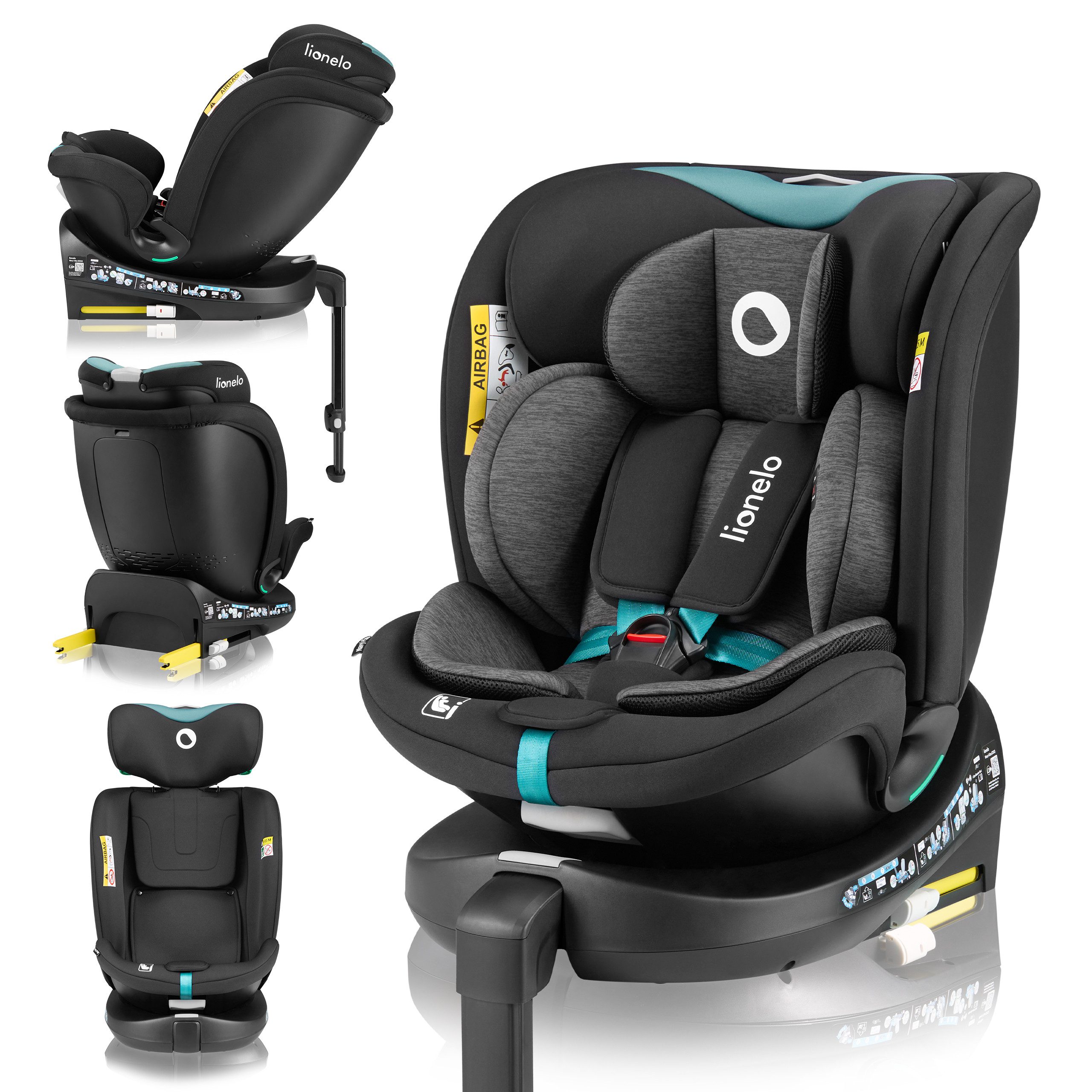 lionelo Autokindersitz NAVY I-SIZE, ab: ab Geburt, ab: 40 cm, bis: 150 cm, (Set), 360° drehbar/Rückwärts bis 105 cm/Dri-Seat-Belüftung