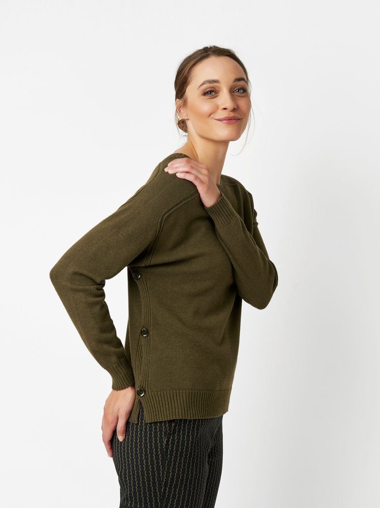 TONI Strickpullover Ginette mit seitlicher Knopfleiste