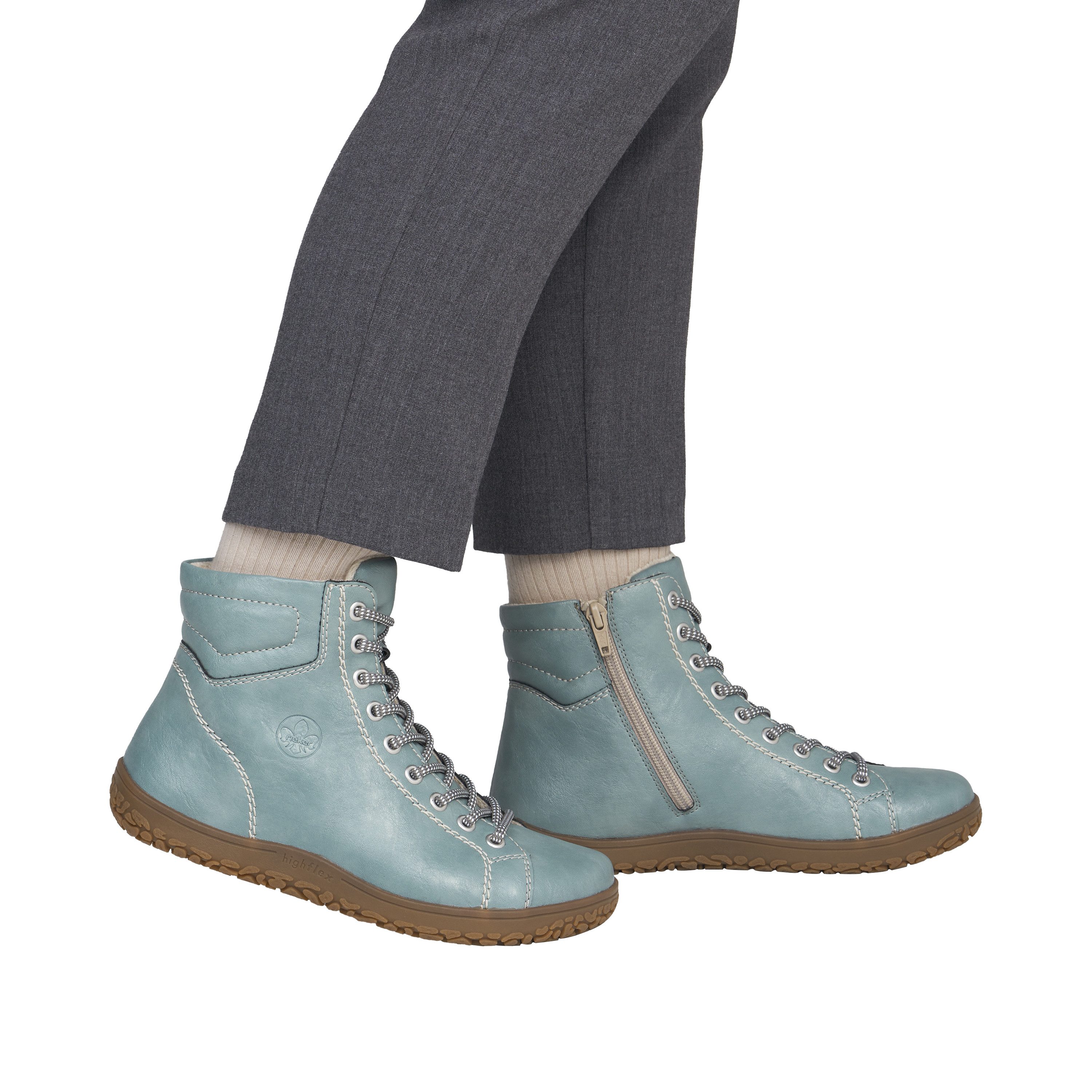 Rieker Schnürboots Herbstboots, Stiefelette mit modischen Konstrastnähten