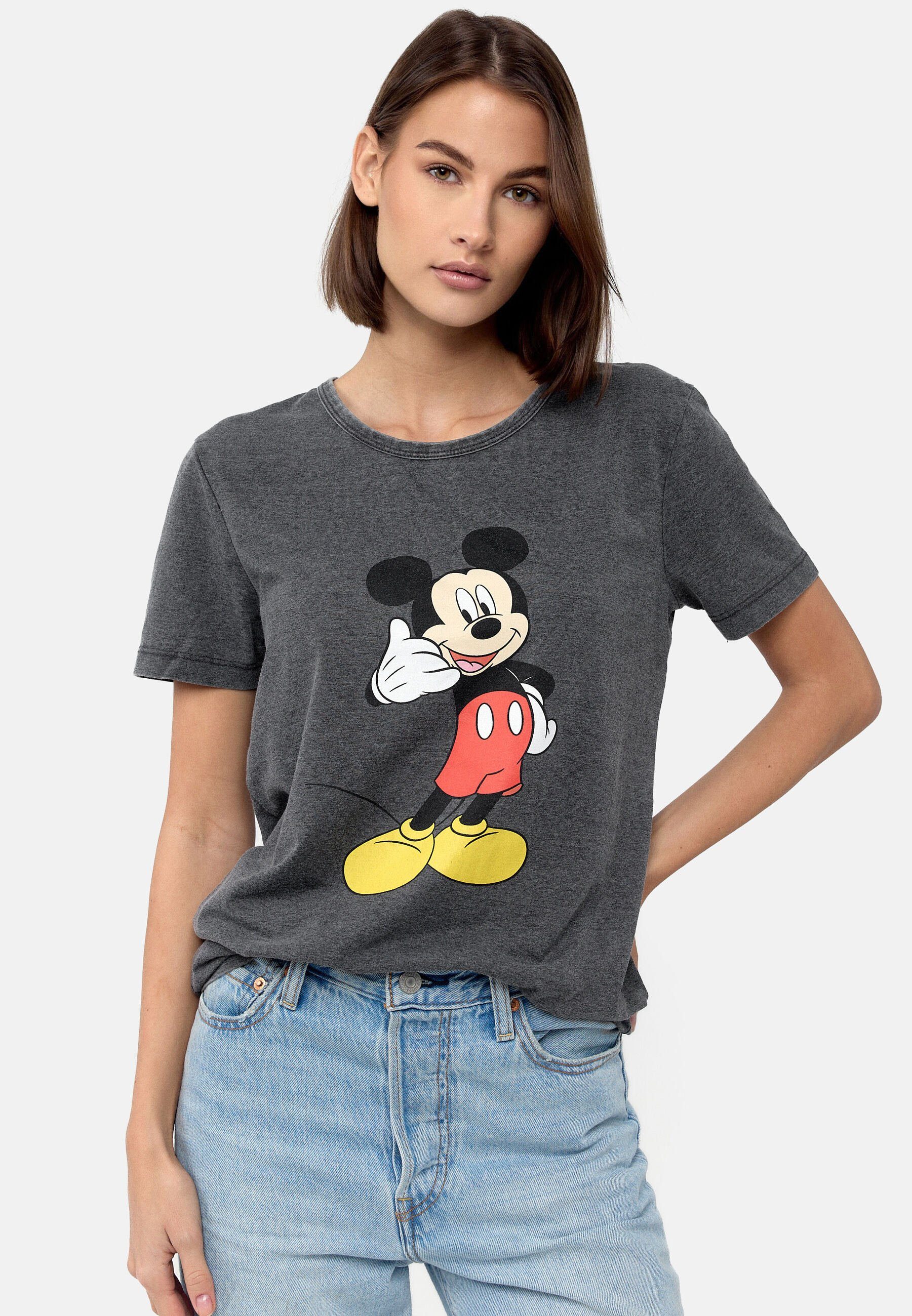 Recovered T-Shirt Mickey Mouse Phone GOTS zertifizierte Bio-Baumwolle Kohlegrau | T-Shirts