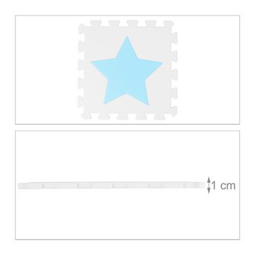 relaxdays Spielmatte 27 x Puzzlematte Sterne weiß-blau
