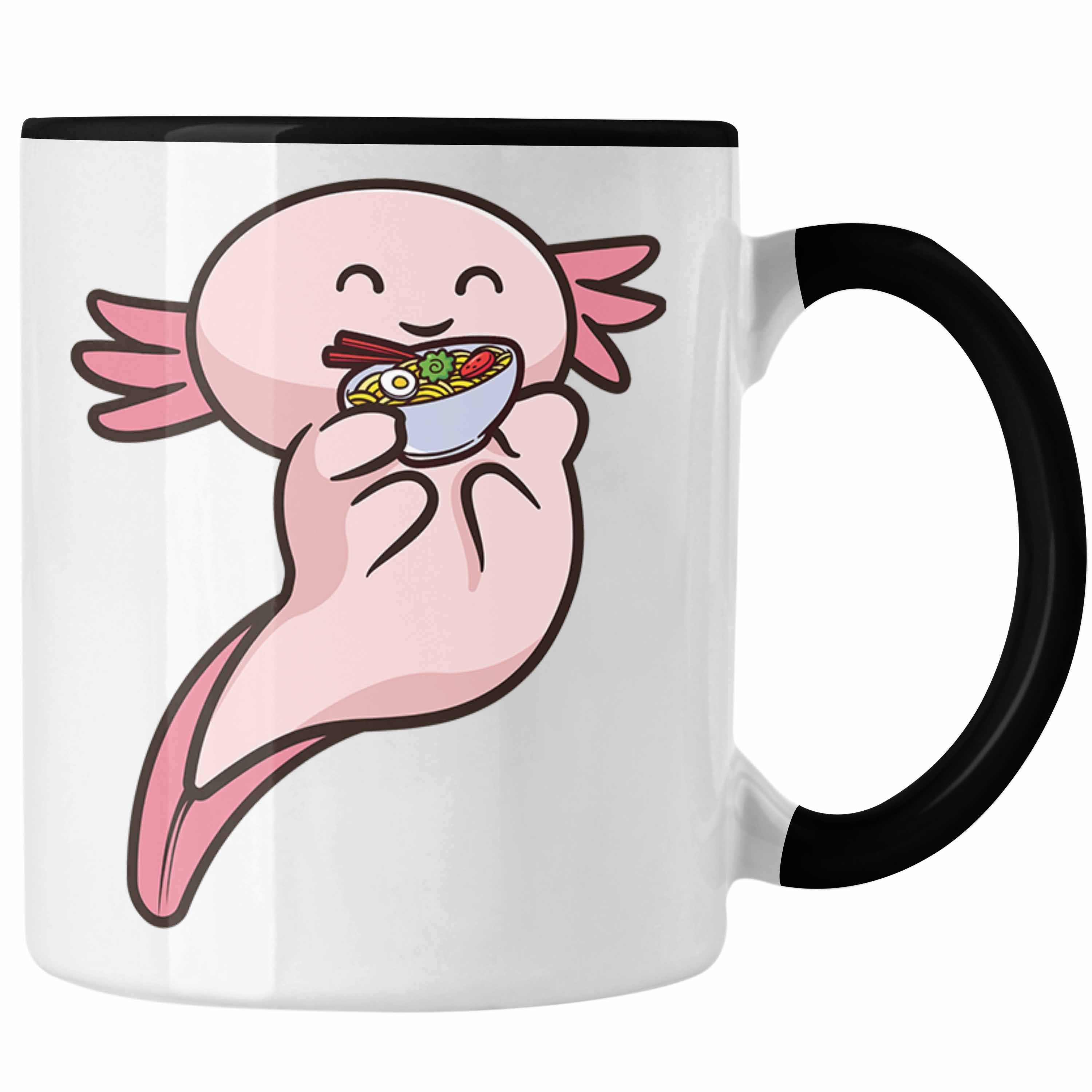 Trendation Tasse Trendation - Axolotl Tasse Grafik Lustig Geschenkidee Schwanzlurch Tiere Geschenk Ramen Schwarz