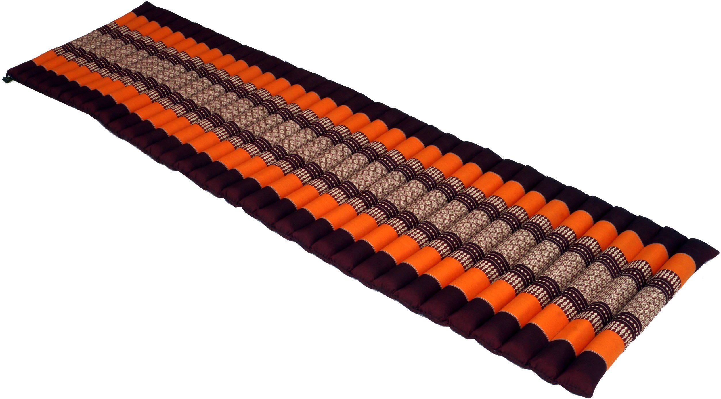 Guru-Shop Sitzkissen Rollbare Thaimatte, Bodenmatte mit Kapokfüllung.. orange/weinrot