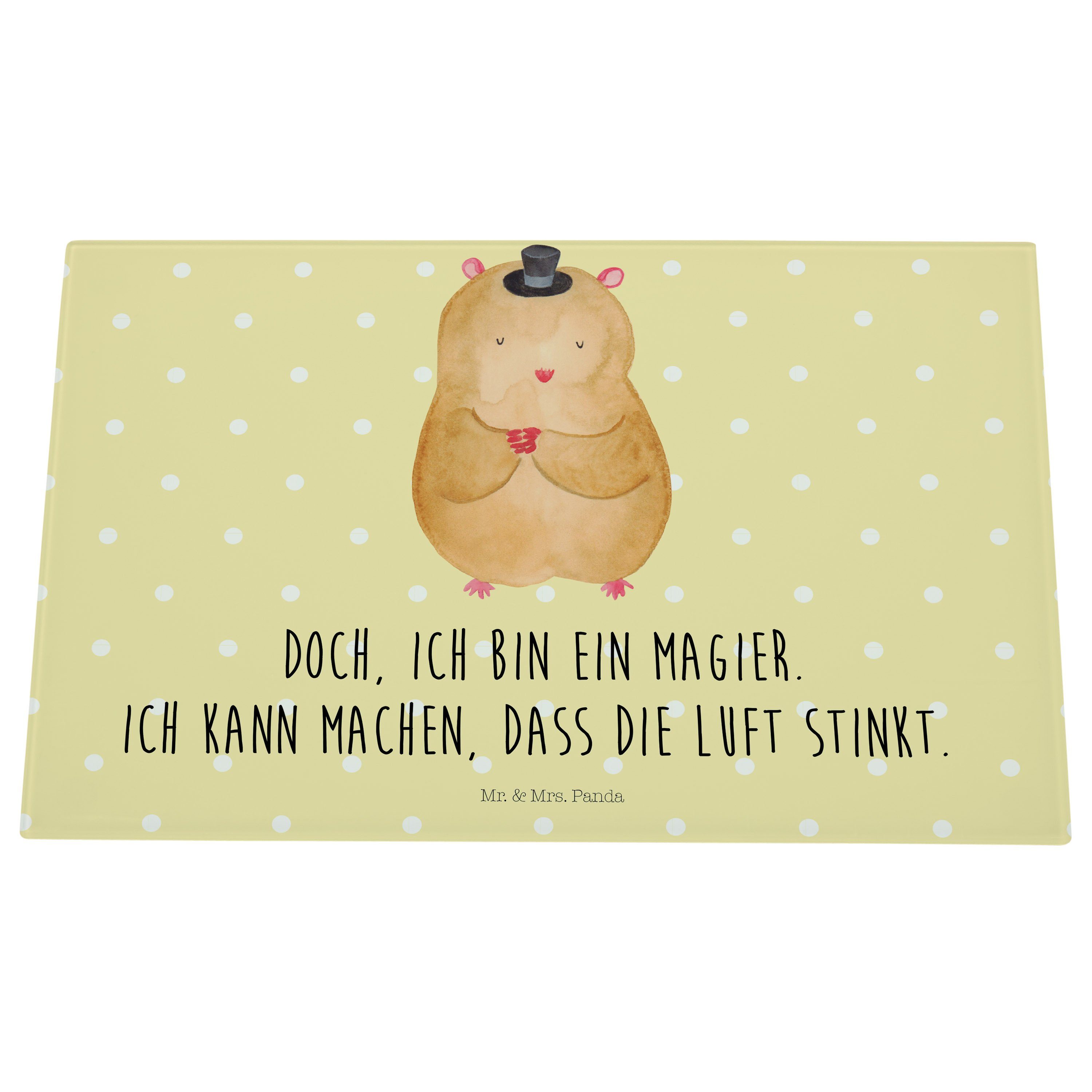& Premium Hamster (1-St) Mr. Laune, lustige, Hut - Geschenk, Gelb Glas, Gute Mrs. Servierbrett Panda - Tiere, mit Pastell