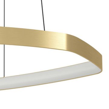 EGLO Hängeleuchte VALLEROSA, LED fest integriert, Warmweiß, dimmbare Pendelleuchte, Metall in Messing-Gebürstet, Lampe, Ø 58 cm