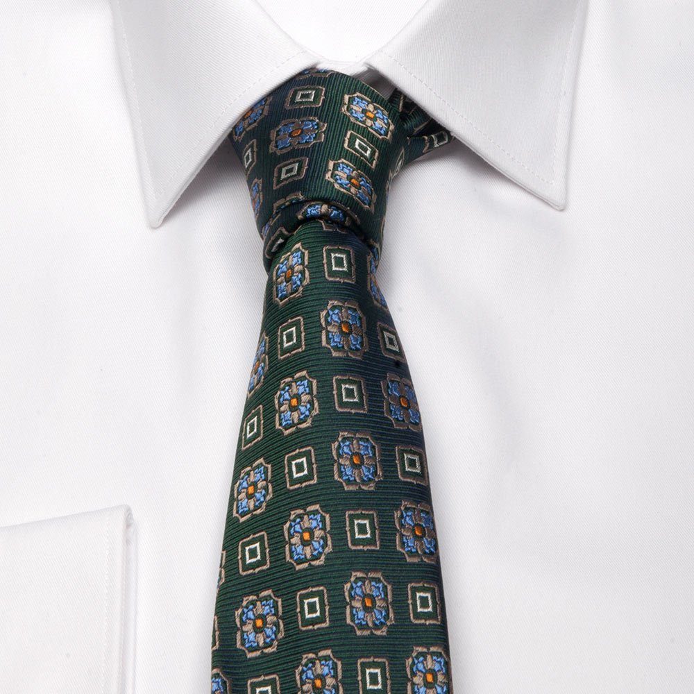 (8cm) Grün Breit Muster Krawatte BGENTS geometrischem mit Seiden-Jacquard Krawatte