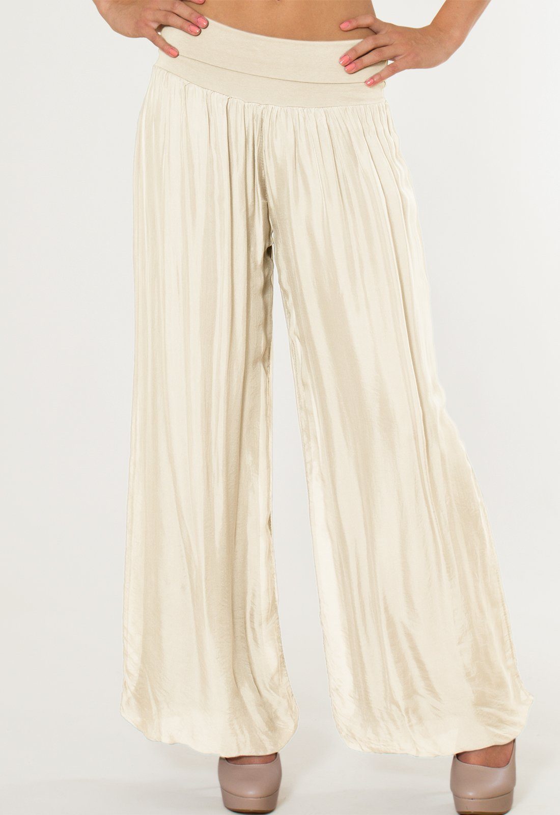 Caspar Palazzohose KHS010 elegante Damen Hose mit Seidenanteil Mit blickdichter Innenhose & hohem, figurfreundlichem Stretch Bund