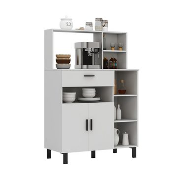 Livinity® Küchenbuffet Vitrinenschrank EMANUEL Weiß