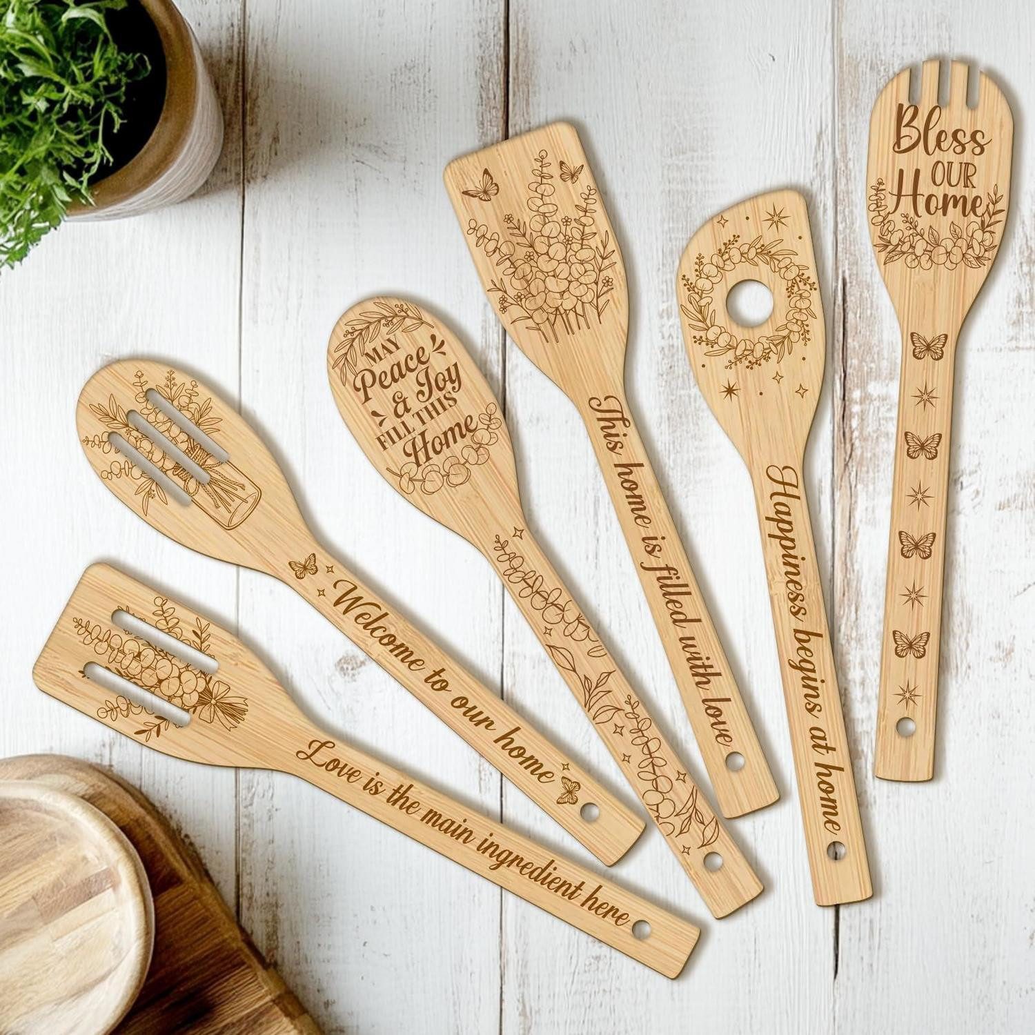 LuxusKollektion Kochbesteck-Set Kochloeffel Set Holz 6tlg Familiensegen (6-tlg)