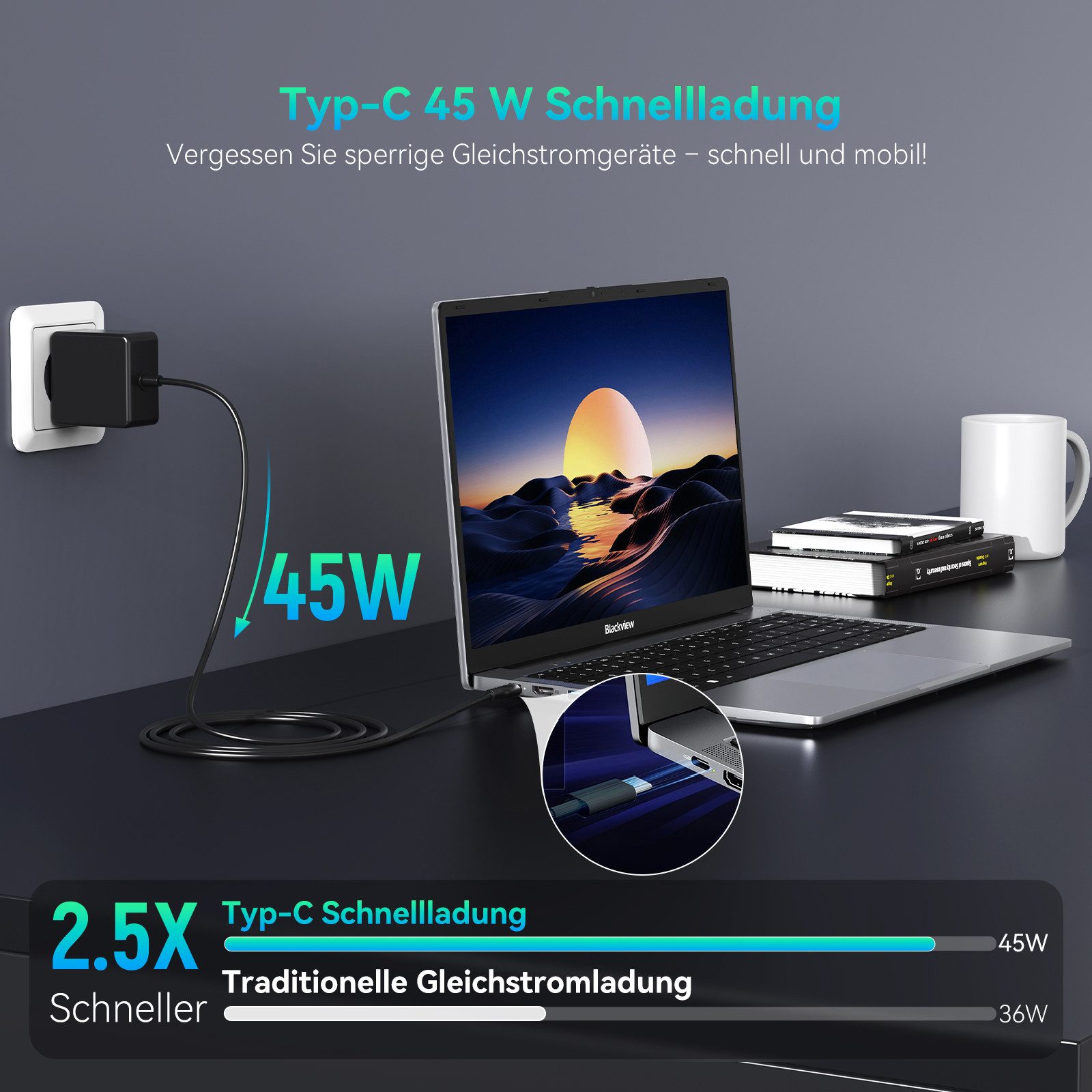 blackview 15,6 -Zoll FHD Laptop Intel N150 16GB + 512GB Windows11 Notebook (Intel N150 Intel Twin Lake N150, 16 GB, 512 GB SSD, 180° Drehung/Low Blue Light-Zertifizierung/Deutsche Tastaturaufkleber)