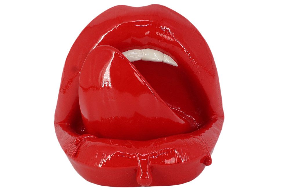 riess-ambiente Dekofigur LIP 25cm rot/weiß- Pop-Art, Blickfang, hochglanz, urban, handgefertigt (Einzelartikel, 1 St), Moderne Skulptur - ideal als dekorativer Akzent auf Sideboard & Regal
