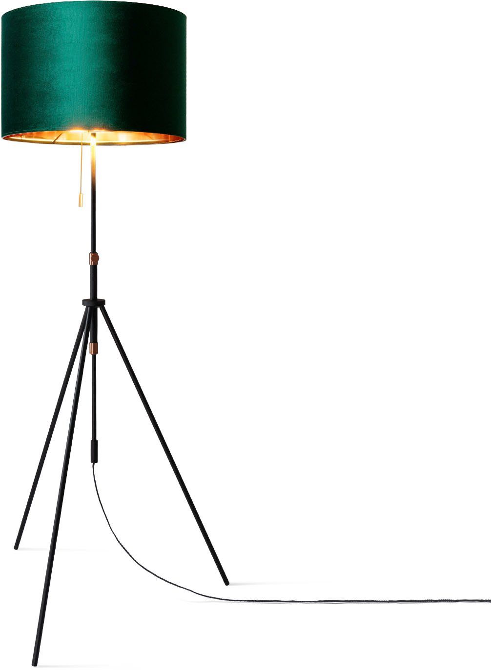 Paco Home Stehlampe Naomi uni Color, ohne Leuchtmittel, Wohnzimmer  Höhenverstellbar 121,5 bis 176,5 cm Zugschalter Velour