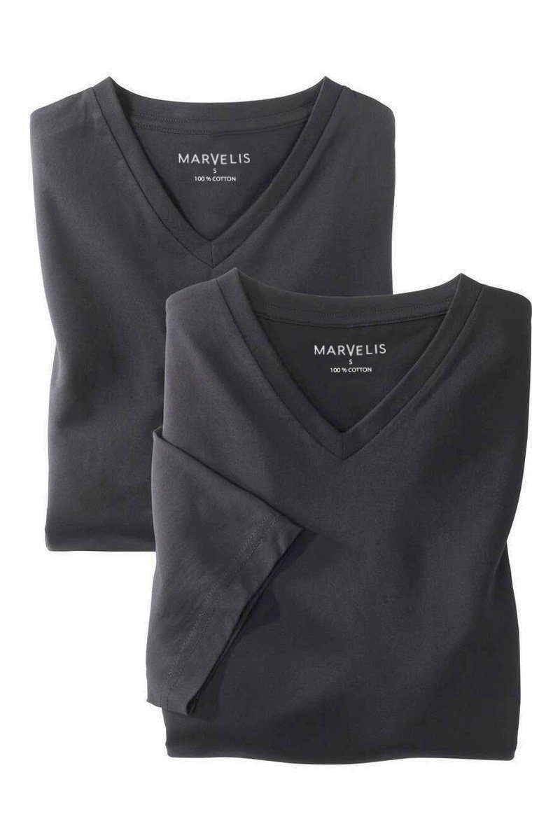 T-Shirt V-Shirt Doppelpack MARVELIS - (2-tlg) V-Ausschnitt schwarz -