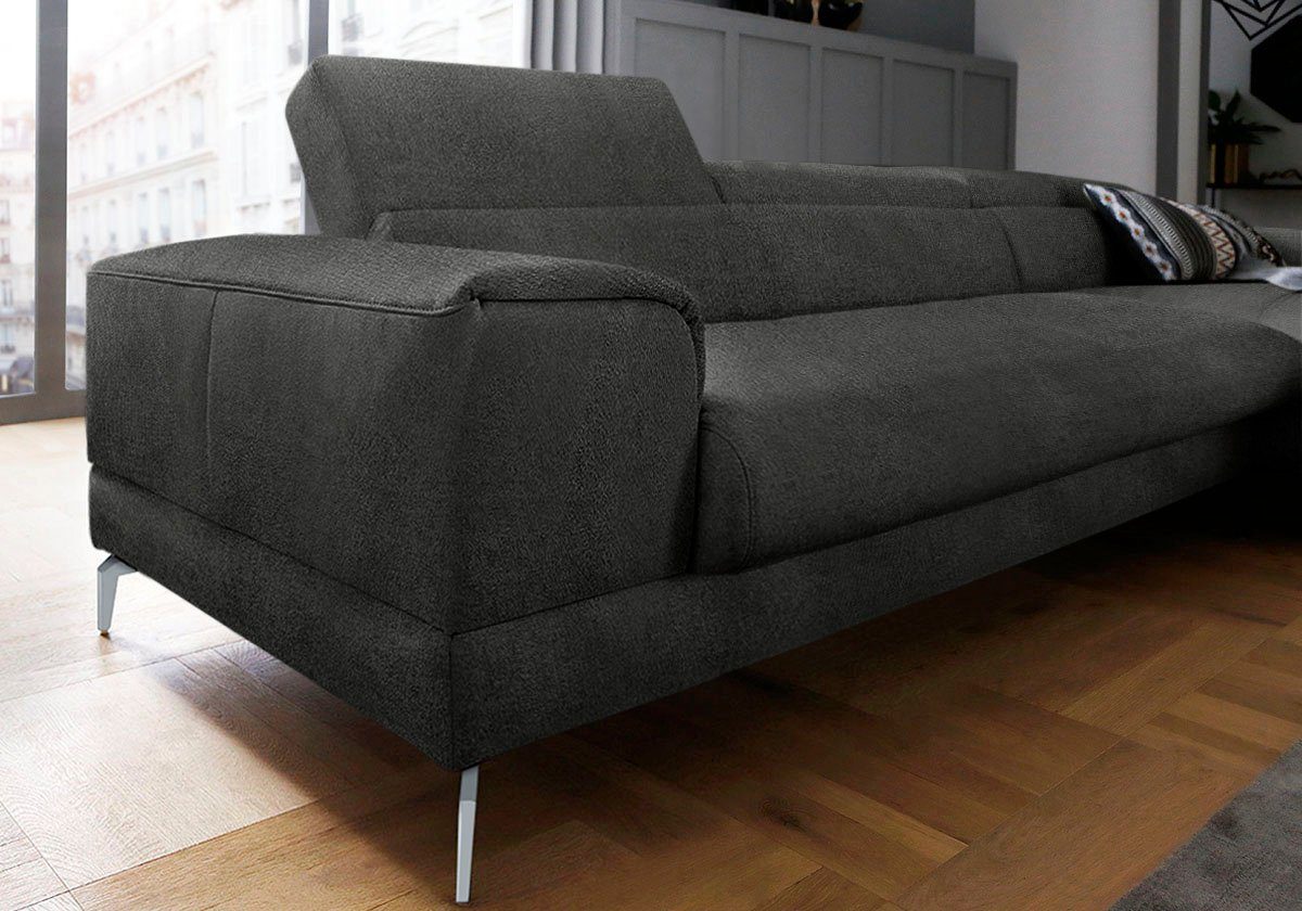 W.SCHILLIG Ecksofa piedroo, Designsofa mit tollem Sitzkomfort, bequem, L-Form, Kopfteilverstellung, wahlweise mit Sitztiefenverstellung, Breite 343cm