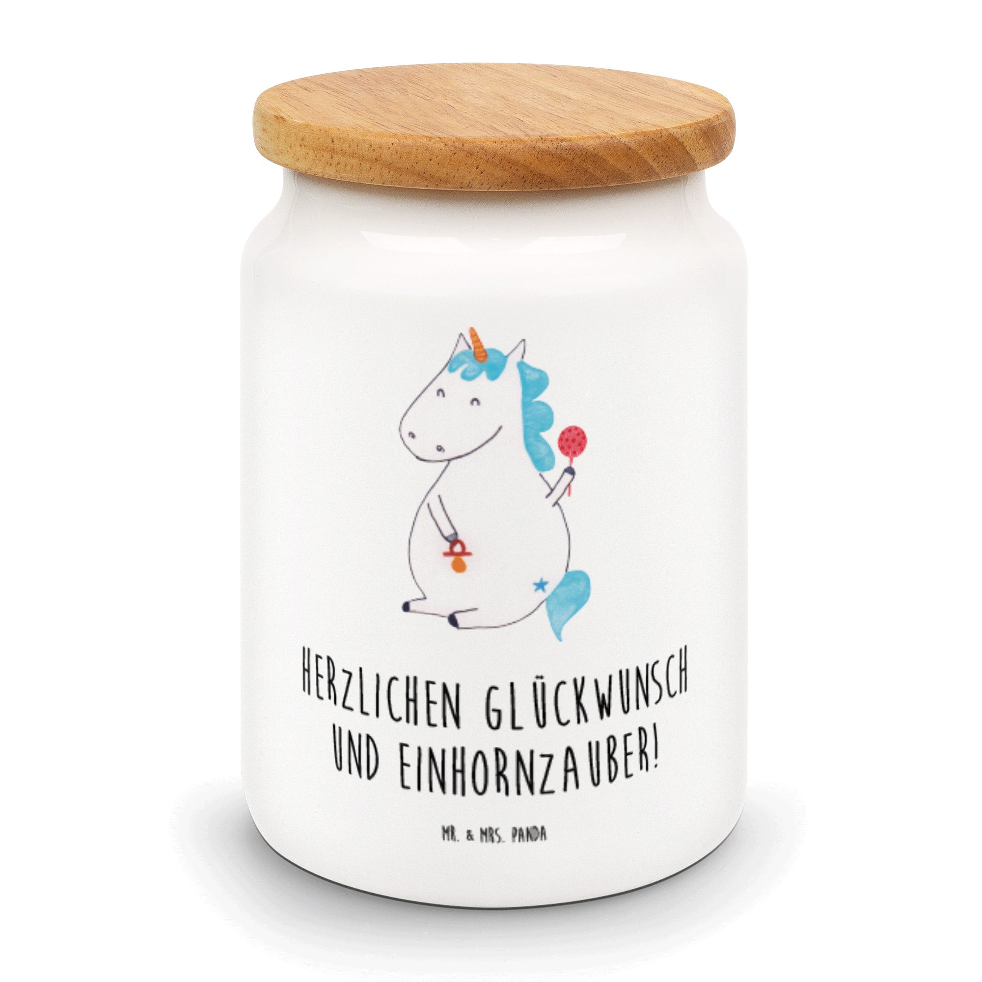 Mr. & Mrs. Panda Vorratsdose Einhorn Baby - Weiß - Geschenk, Keksdose, Aufbewahrungsdose, Einhörne, Keramik, (1-tlg)