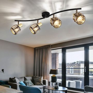 etc-shop LED Deckenleuchte, Leuchtmittel nicht inklusive, Deckenleuchte Wohnzimmerlampe Metall rauchfarben Spots verstellbar