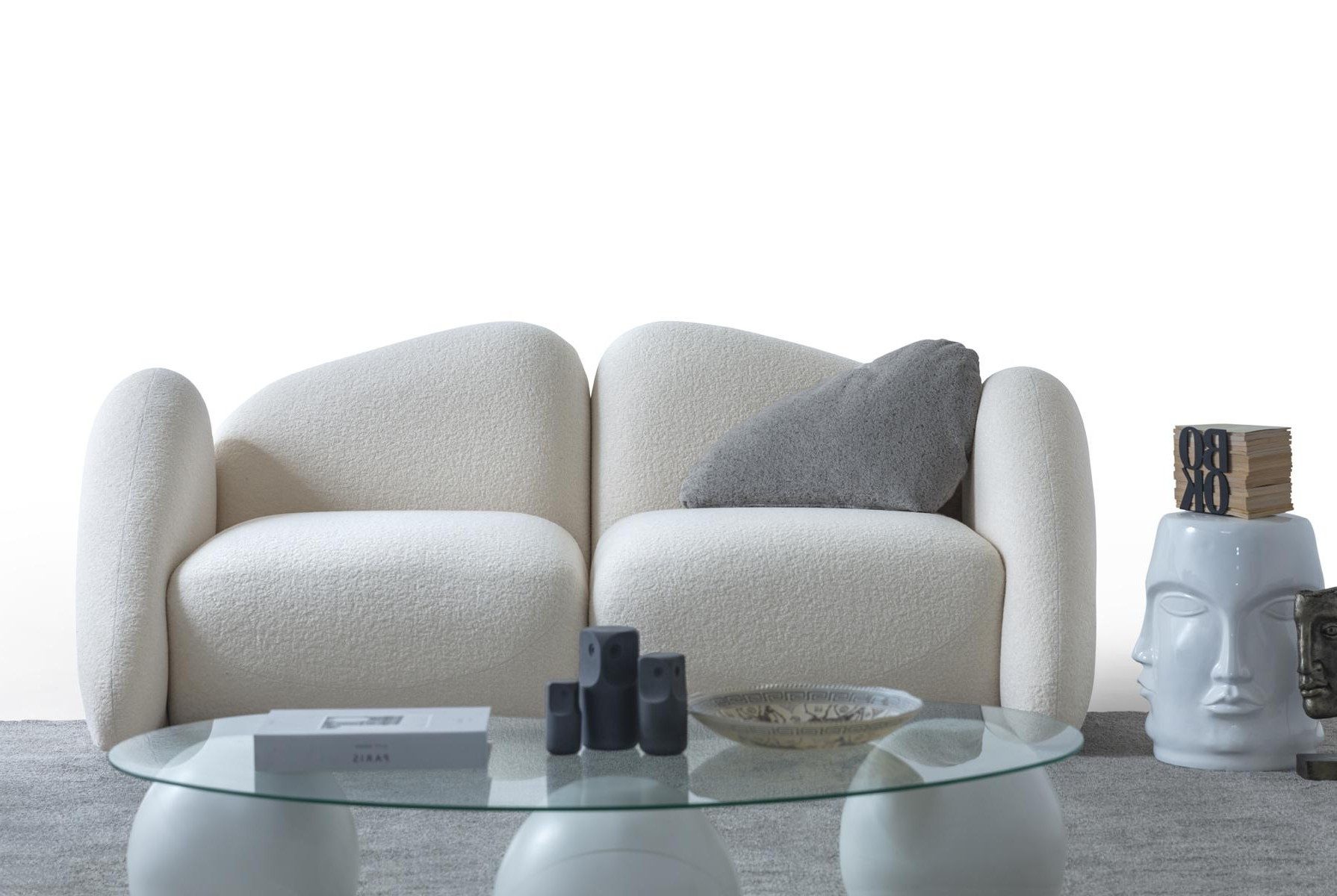 Xlmoebel 3-Sitzer Elegantes weißes Sofa mit modernem Design und hohem Komfort, 2 Teile, Made in Europa