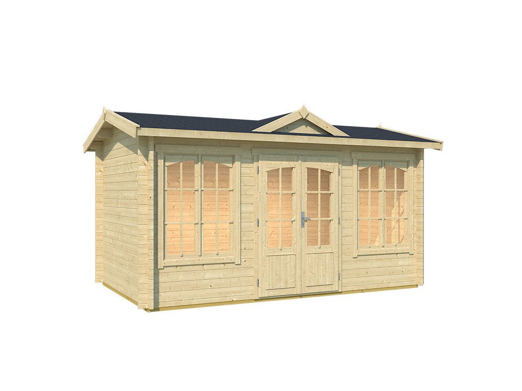 LASITA MAJA Gartenhaus Gartenhaus Blockbohlenhaus Kensington 44 mm naturbelassen, BxT: 440x292.10 cm, 44 mm Wandstärke, Einzeltür