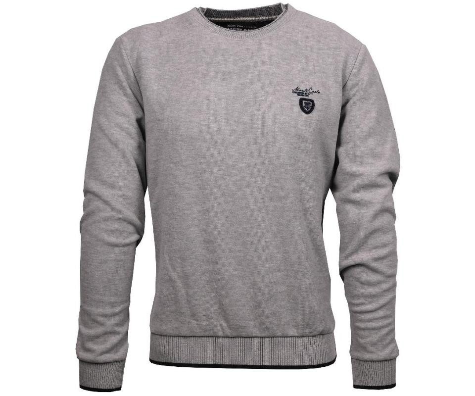 Mode Monte Carlo Sweatshirt Sweat-Shirt Rundhals Silbergrau