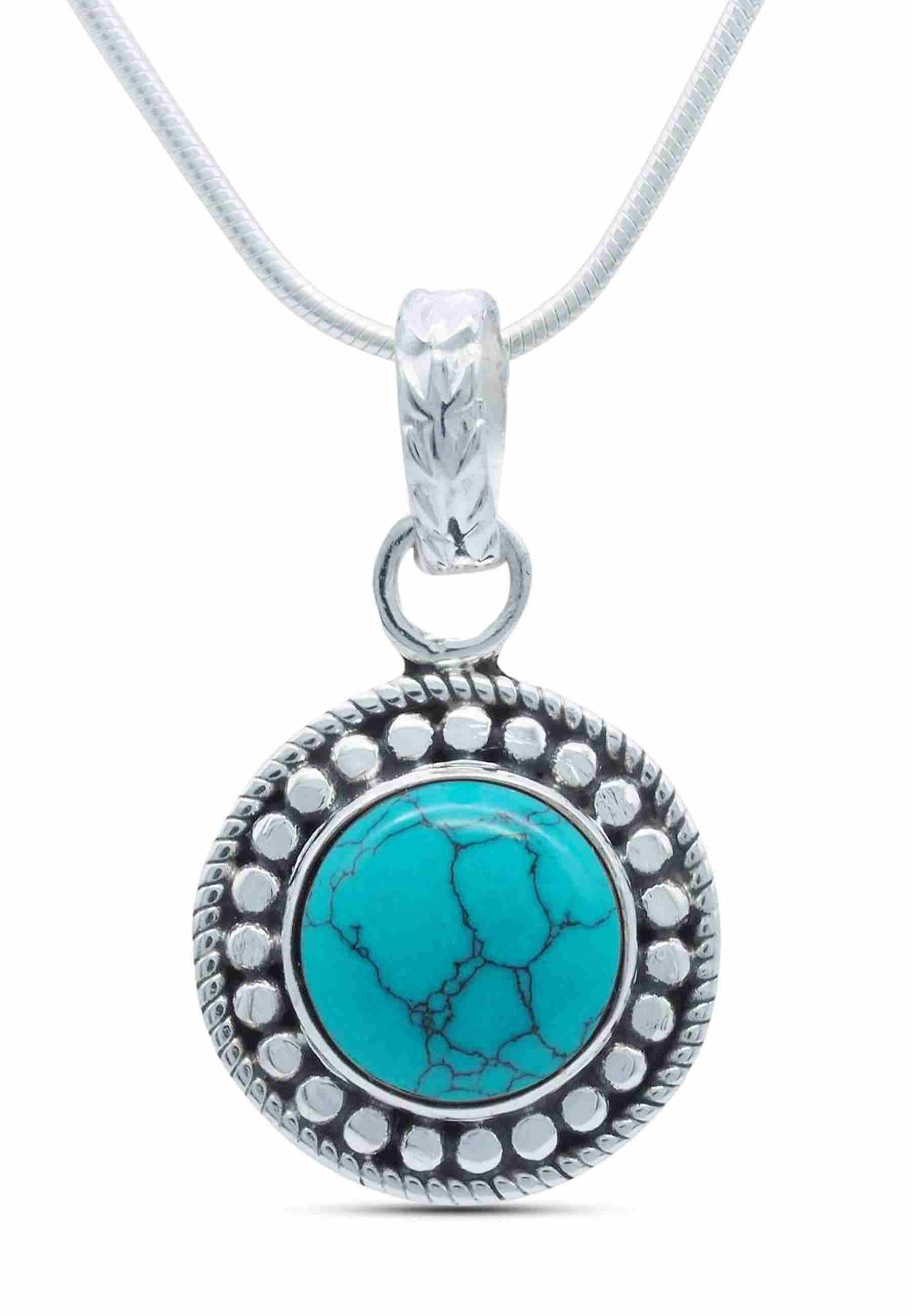 mantraroma Kette mit Anhänger KUMAWAY groß aus 925 Silber mit Türkis (Kette günstig online kaufen