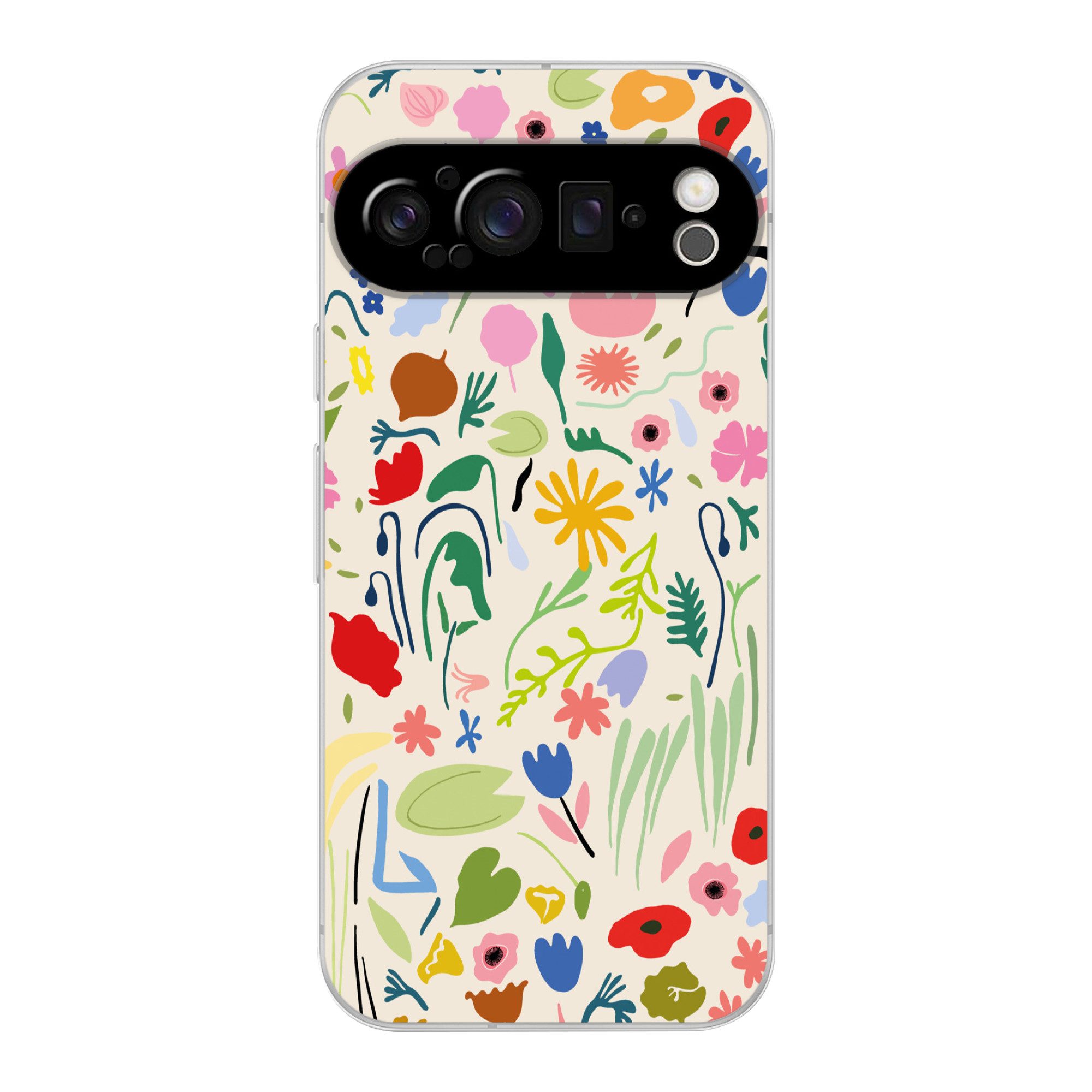 MuchoWow Handyhülle für Google Pixel 9 Pro Blumen - Muster - Pflanzen, Phone Case, Silikon, Schutzhülle Dünn