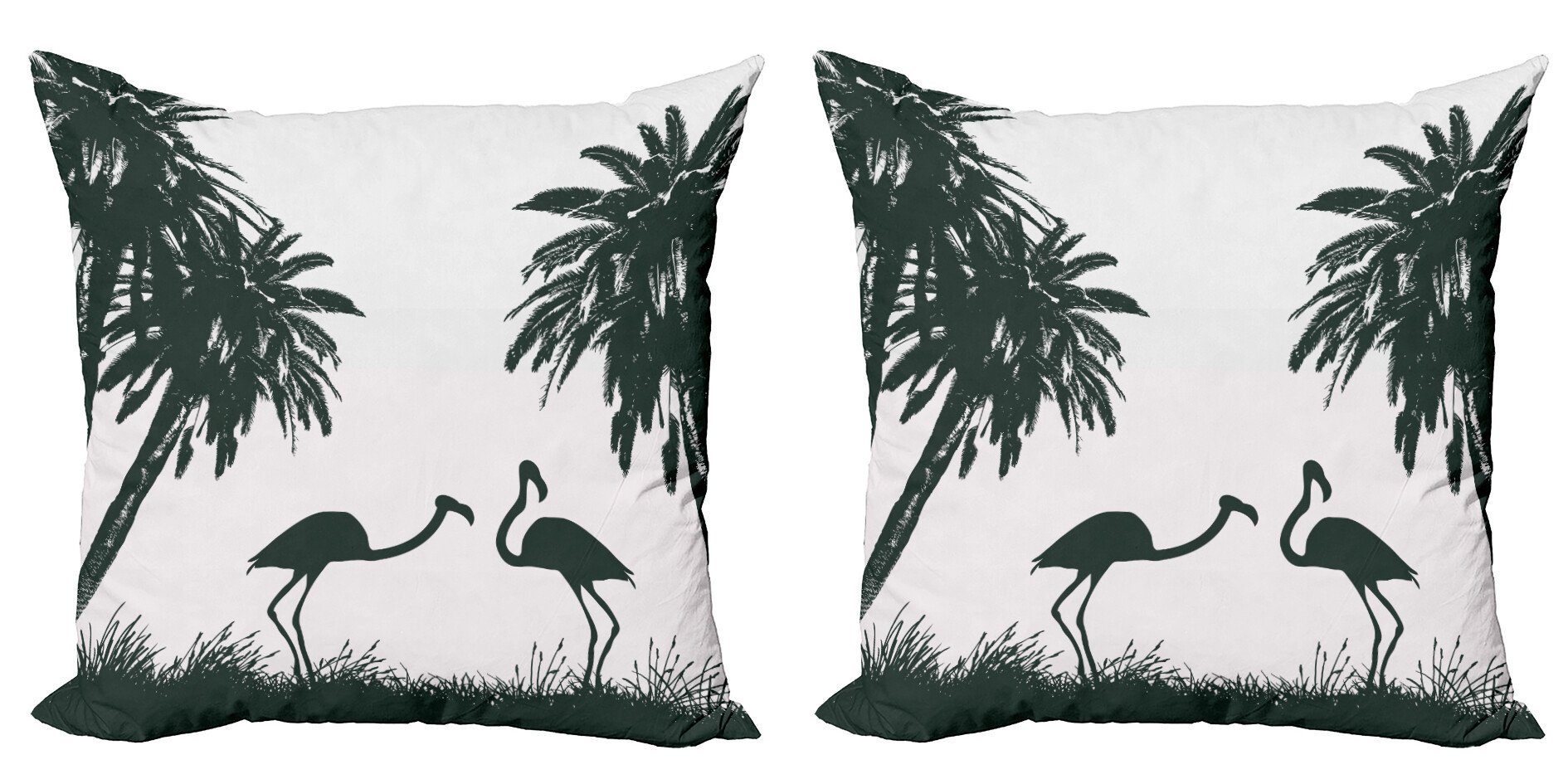 Modern Abakuhaus Flamingos Accent Stück), Flamingo (2 Palmen Digitaldruck, Kissenbezüge Doppelseitiger und