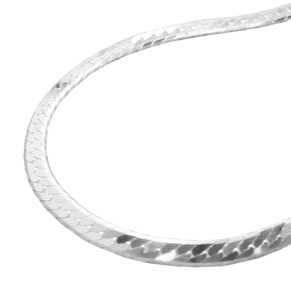 unbespielt Silberkette Halskette Panzerkette flach glänzend diamantiert 925  Silber 50 cm 3 x 0,5 mm inklusive kleiner Schmuckbox, Silberschmuck für  Damen und Herren
