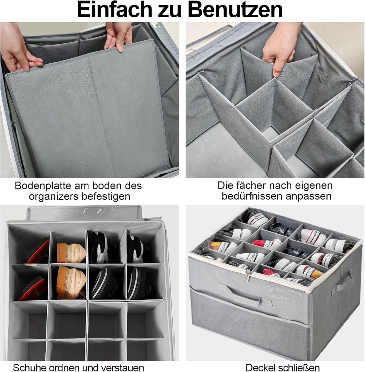 FELIXLEO Schuhbox Schuh Organizer mit GriffeSchuhboxen Großer Faltbar Stoff Schuhbox (1 St) – Bild 3 von 5