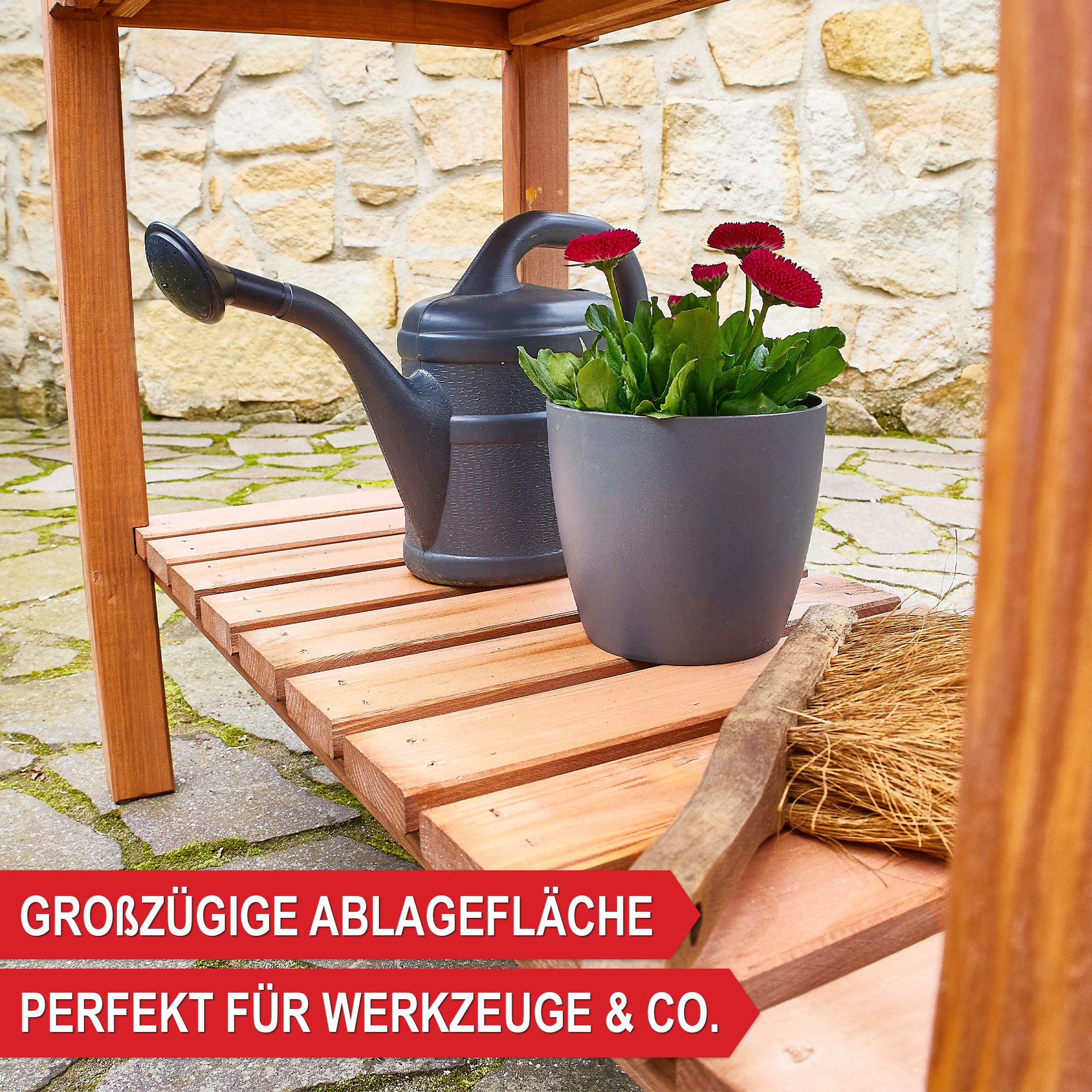 Onbest Hochbeet Holz mit Ablage und Innenvlies, 80x80x40cm (BxHxT), wetterfest, made in Europe