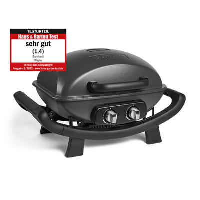 BURNHARD Gasgrill Wayne, 2 Brenner mit regenabweisender UV-beständiger Haube, Campinggrill Gas - Tischgrill mit Deckel