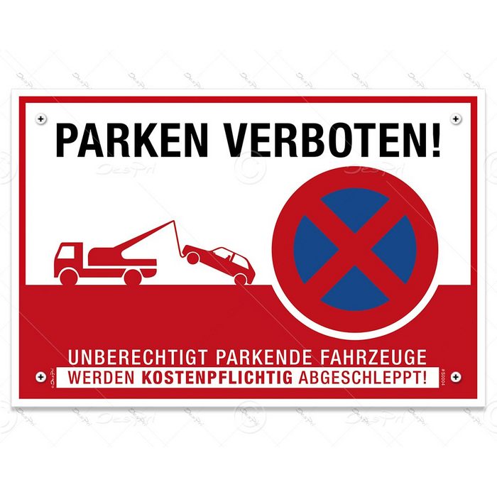 Despri Hinweisschild Hinweisschild "Parken verboten" Aluverbund 3 mm 30x20 cm UV-Lack 4x gebohrt
