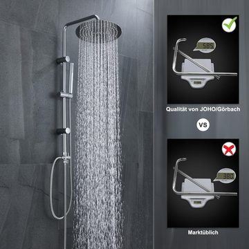 Görbach Duschsystem Regendusche Edelstahl Duschset ohne Armatur, Duschgarnitur Duschstangeset mit Rund Kopfbrause D20cm