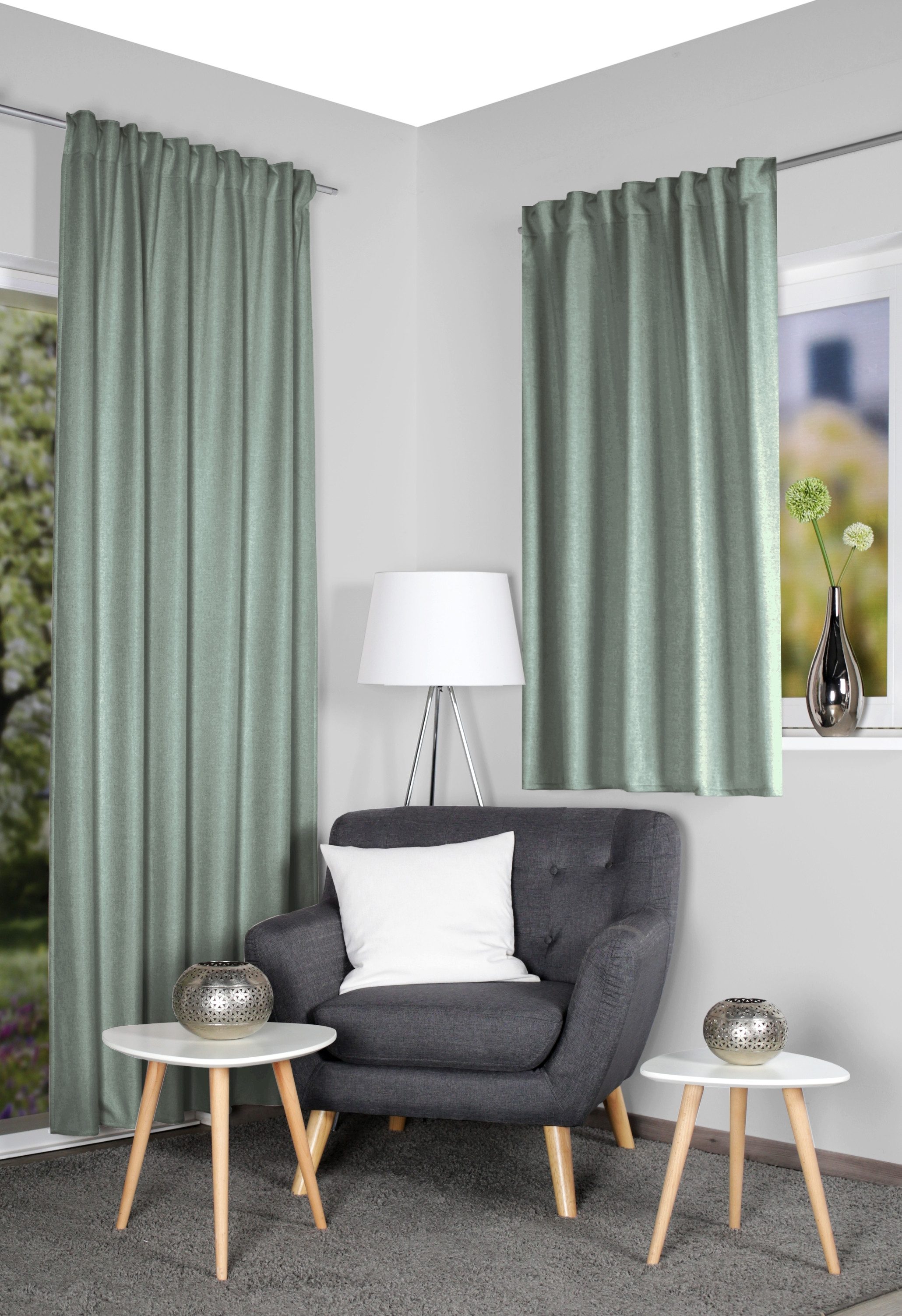 HOME WOHNIDEEN Vorhang Eskamio 145 x 135 cm 1x Thermoschal Grün (1 St), Kun günstig online kaufen