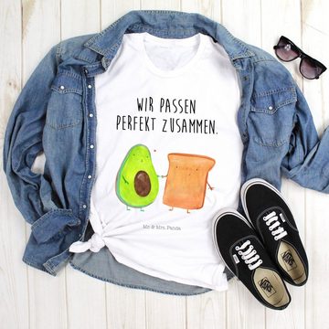 Mr. & Mrs. Panda T-Shirt Avocado + Toast - Weiß - Geschenk, Shirt, Toastbrot, Gesund, T-Shirt, Rundhals, Veggie, Jahrestag, Vegan, Liebespaar (1-tlg)