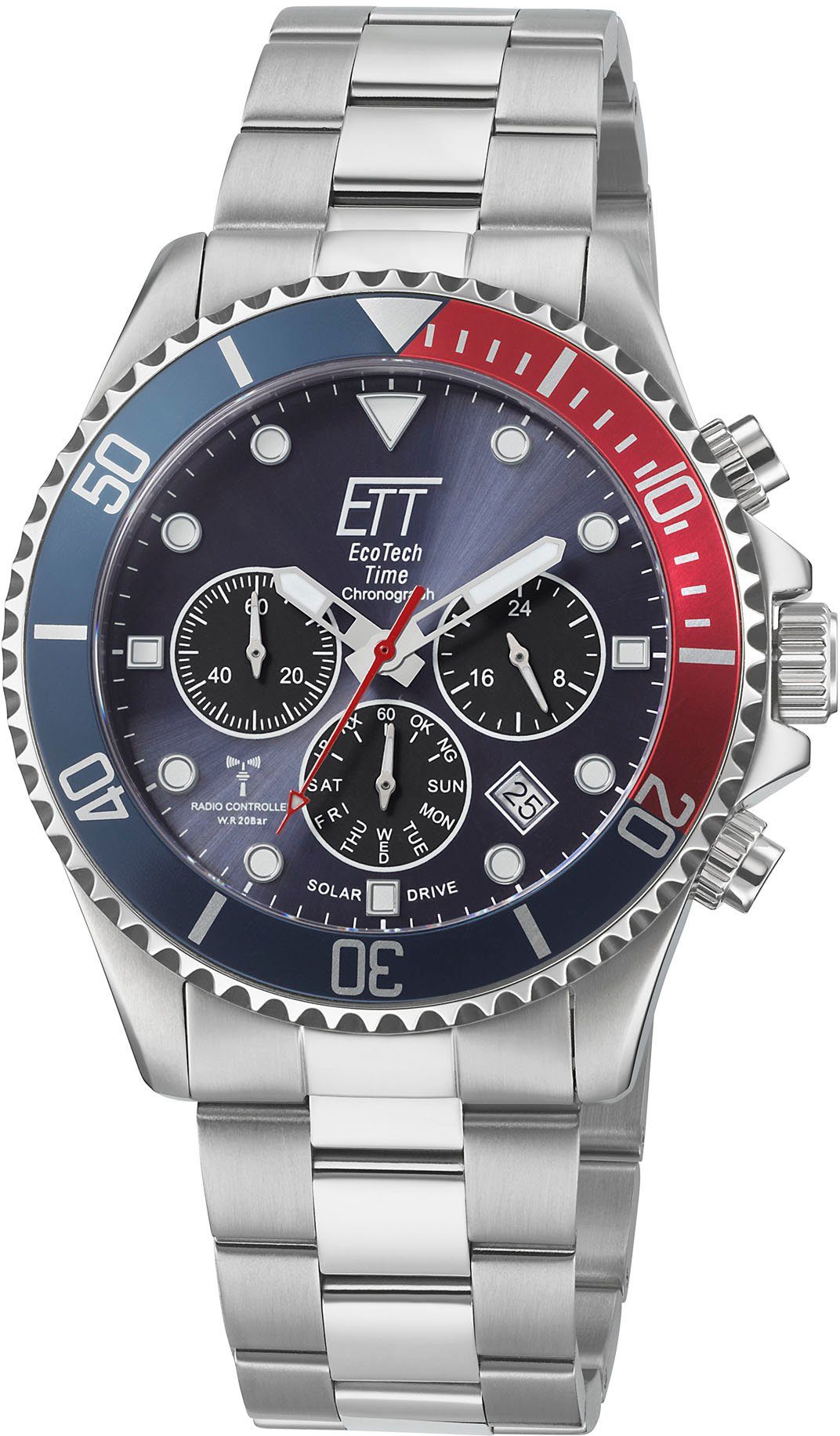 ETT Funkchronograph Professional, EGS-11608-35M, Armbanduhr, Herrenuhr, Stoppfunktion, Datum, Solar