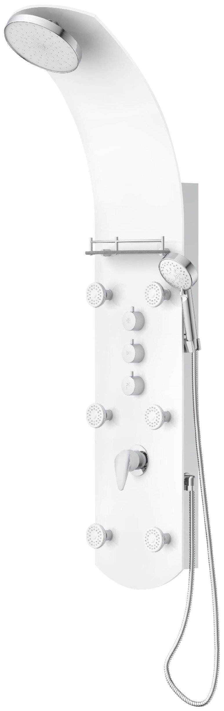 Eisl Duschsäule KARIBIK, Höhe 140 cm, 6 Massagedüsen, Wellness Duschsystem mit Armatur und Regendusche Weiß