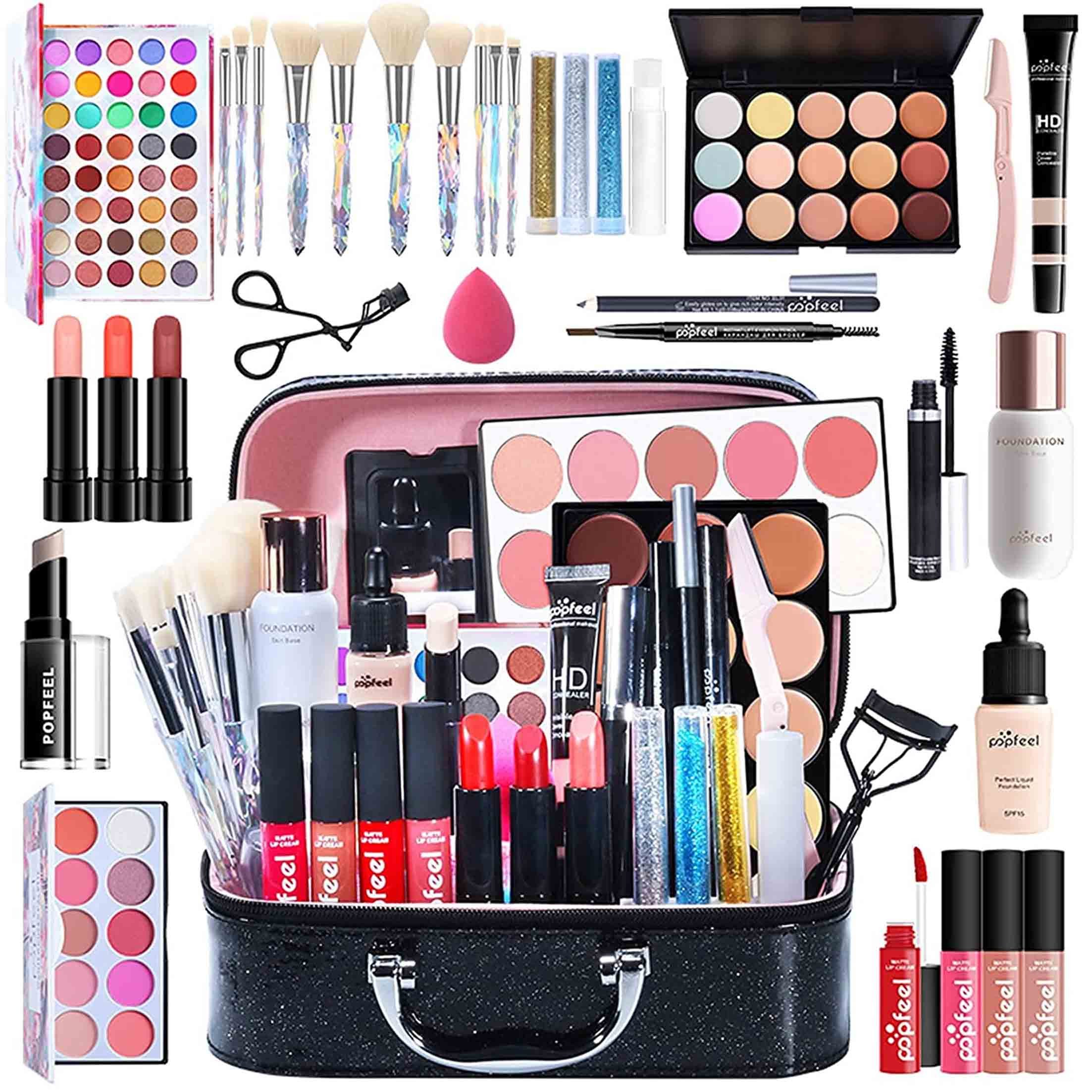 KINSI Make-up Set Make-up Set 34-teiliges, Einsteiger Schminkset Geschenkset, enthält Lippenstift, flüssige Foundation, Make-up-Palette, Pinsel