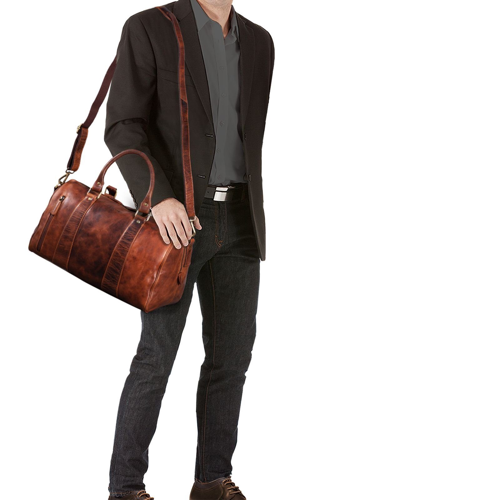 STILORD Weekender "Keanu" Weekender Leder Vintage Handgepäck Reisetasche Echtleder