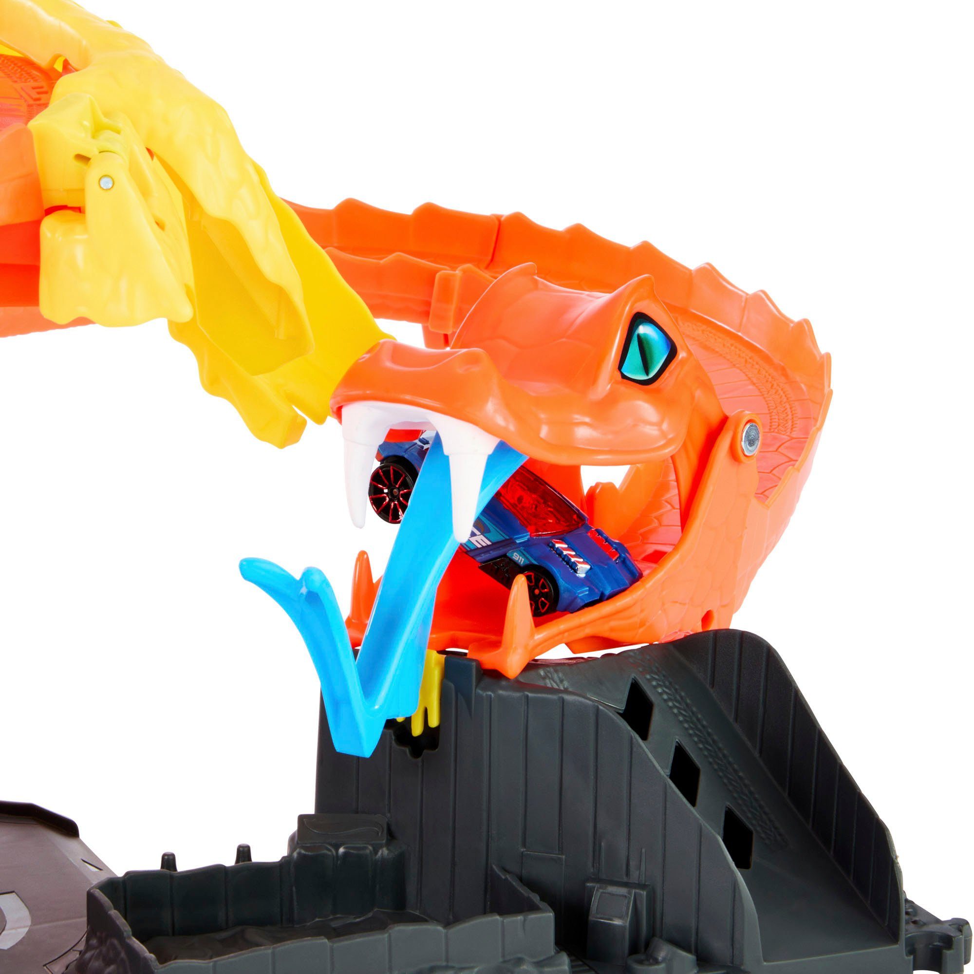 Hot Wheels Autorennbahn City Cobra Slam Pizza Attack, inklusive 1 Spielzeugauto