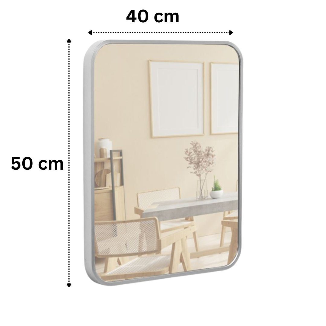Spiegel Home Badezimmerspiegel Dübel), Schrauben Silber Terra Flurspiegel | und (inklusive 40x50x3 Wandspiegel silber silber
