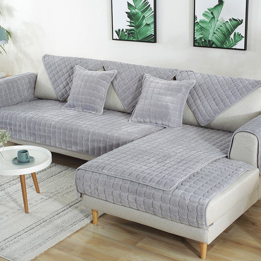 NUODWELL Samt Ecksofa, Form Sofahusse Sofabezug,rutschfest Bezug Sofaüberwurf,Couch L