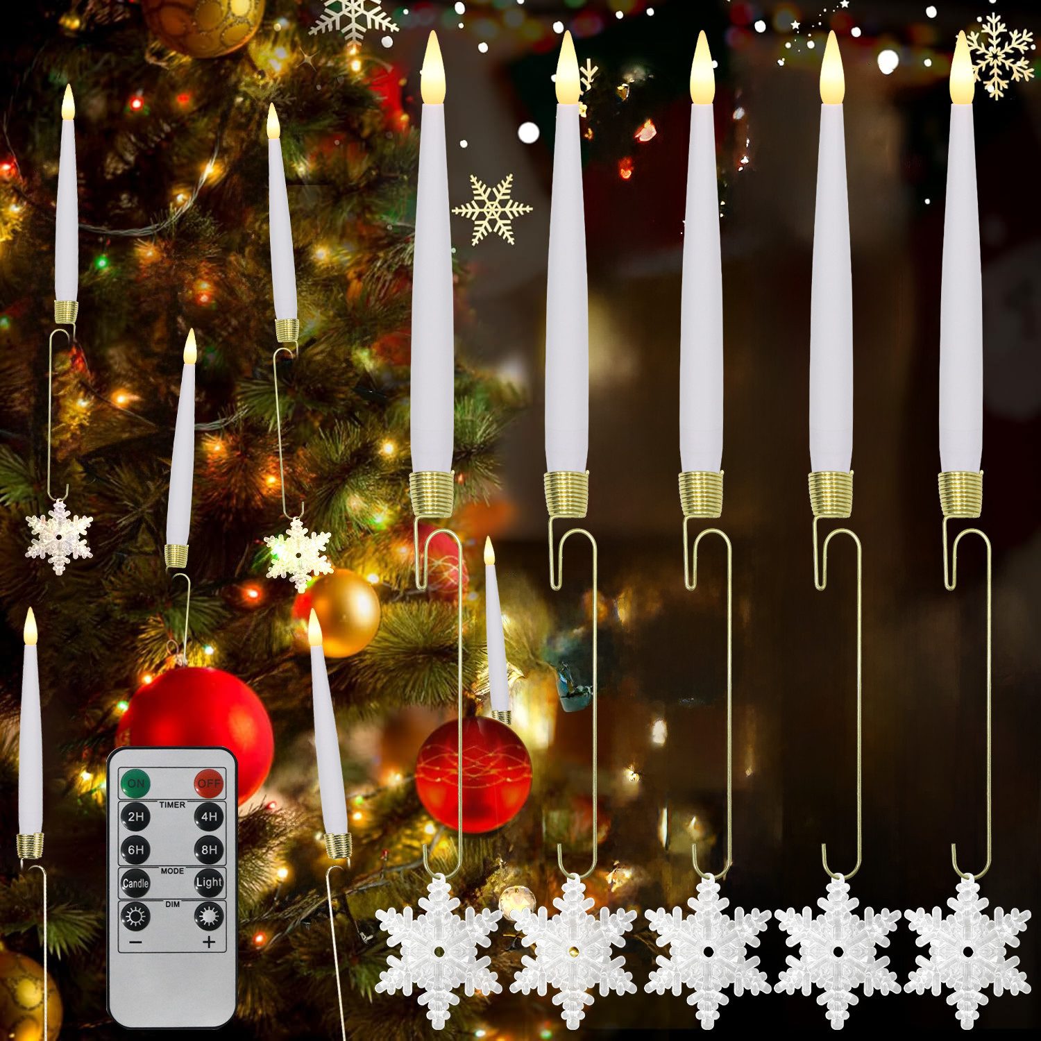 kisidus LED-Kerze LED Weinachtsbaum Kerzen mit Kunststoff-Schneeflockendeko günstig online kaufen