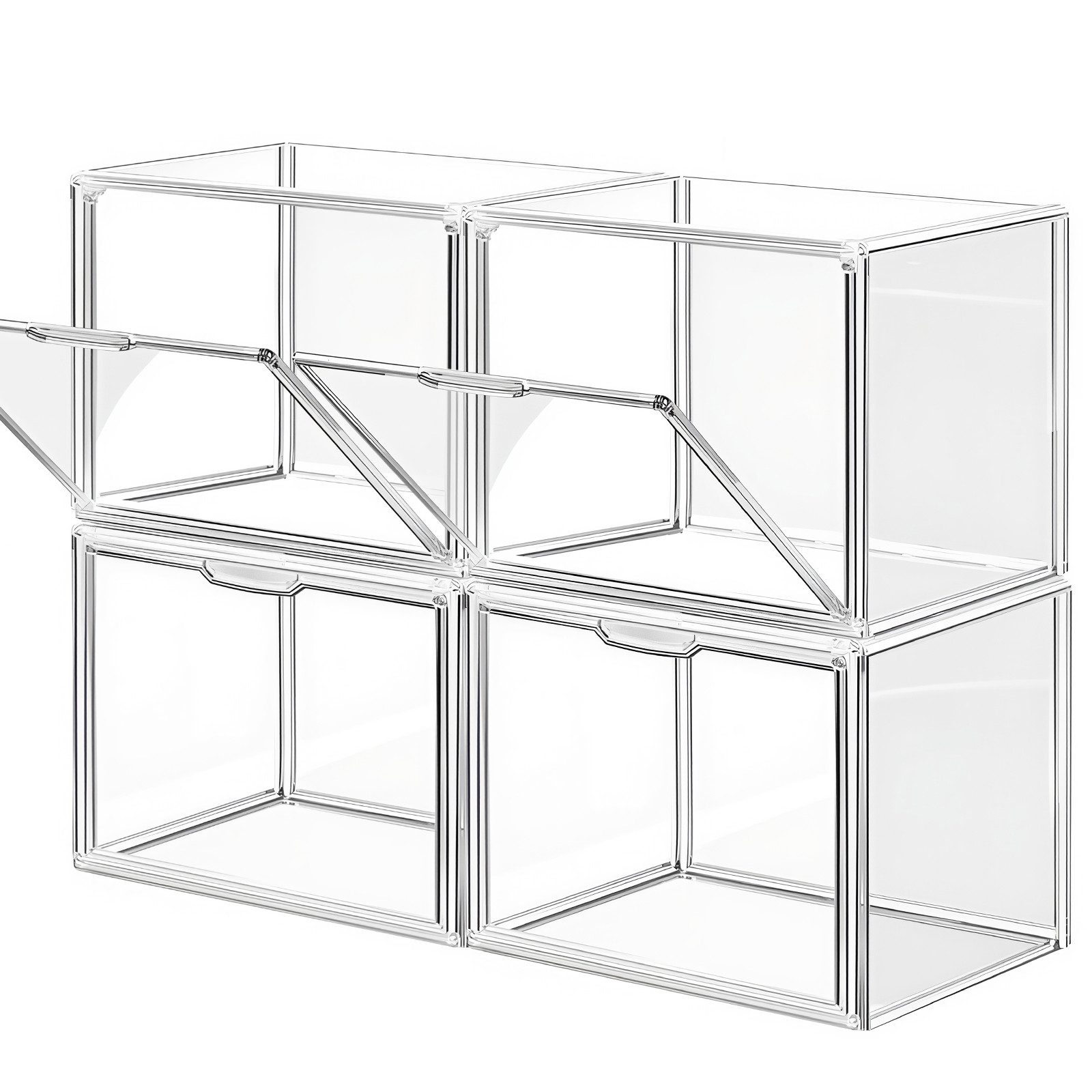 XIIW Vitrine 4X Handtaschen Aufbewahrung Organizer Transparente Kunststoff (Stapelbare Displaybox mit Magnetischer Tür, Taschen-Organizer, Aufbewahrungsschublad – Bild 5 von 5