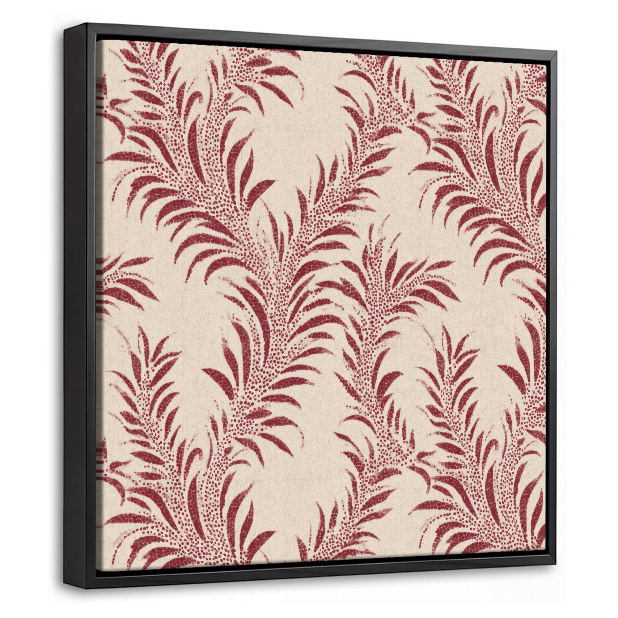 OneMillionCanvasses® Leinwandbild mit Rahmen - Blätter - Leinen - Rot, Fotodruck (1 St), Leinwand Bilder Klein, Wand Dekoration Aesthetic 20x20cm