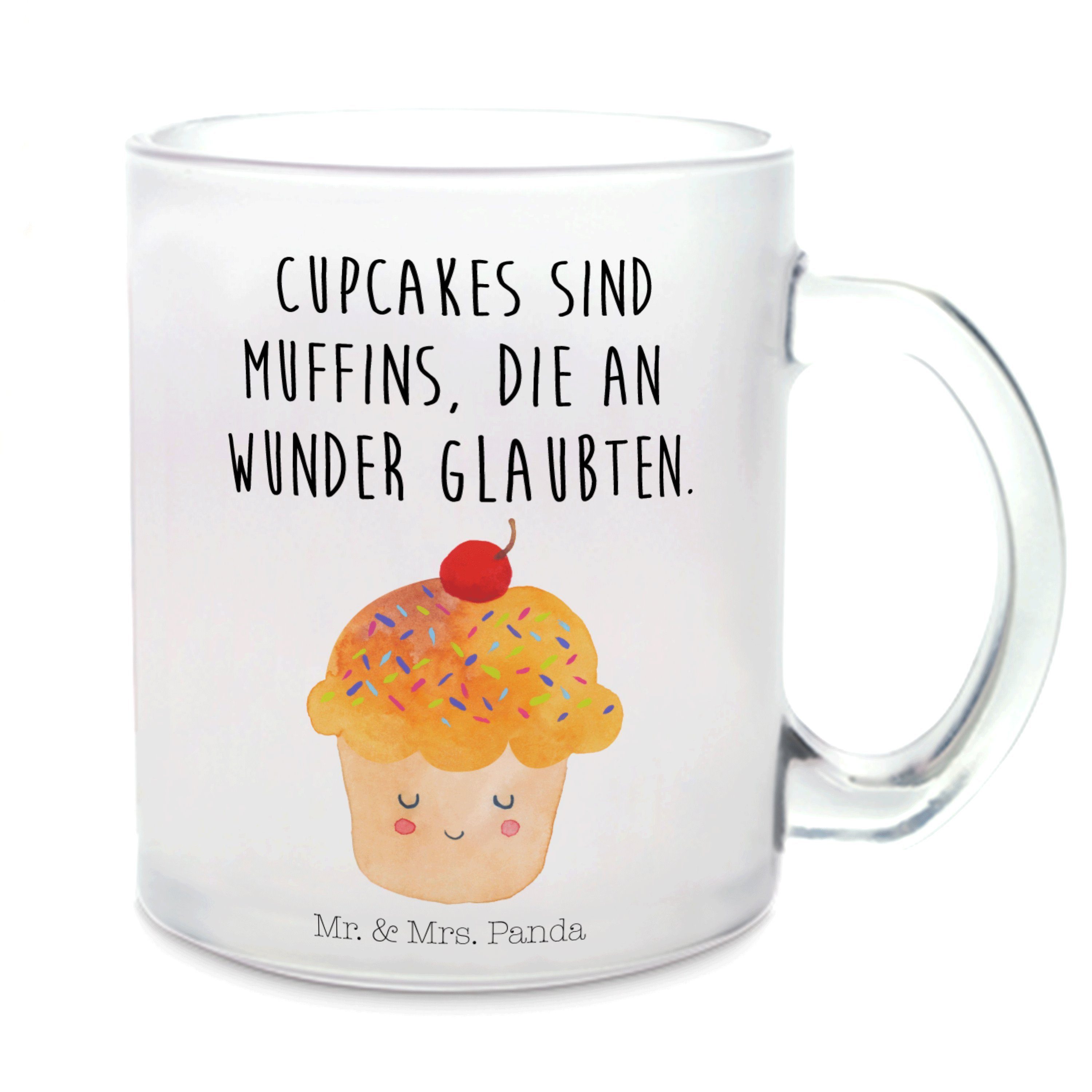 Mr. & Mrs. Panda Teeglas Cupcake - Transparent - Geschenk, Wunder, Gute Laune, Tasse, Tiere, T, Premium Glas, Außerordentliches Design